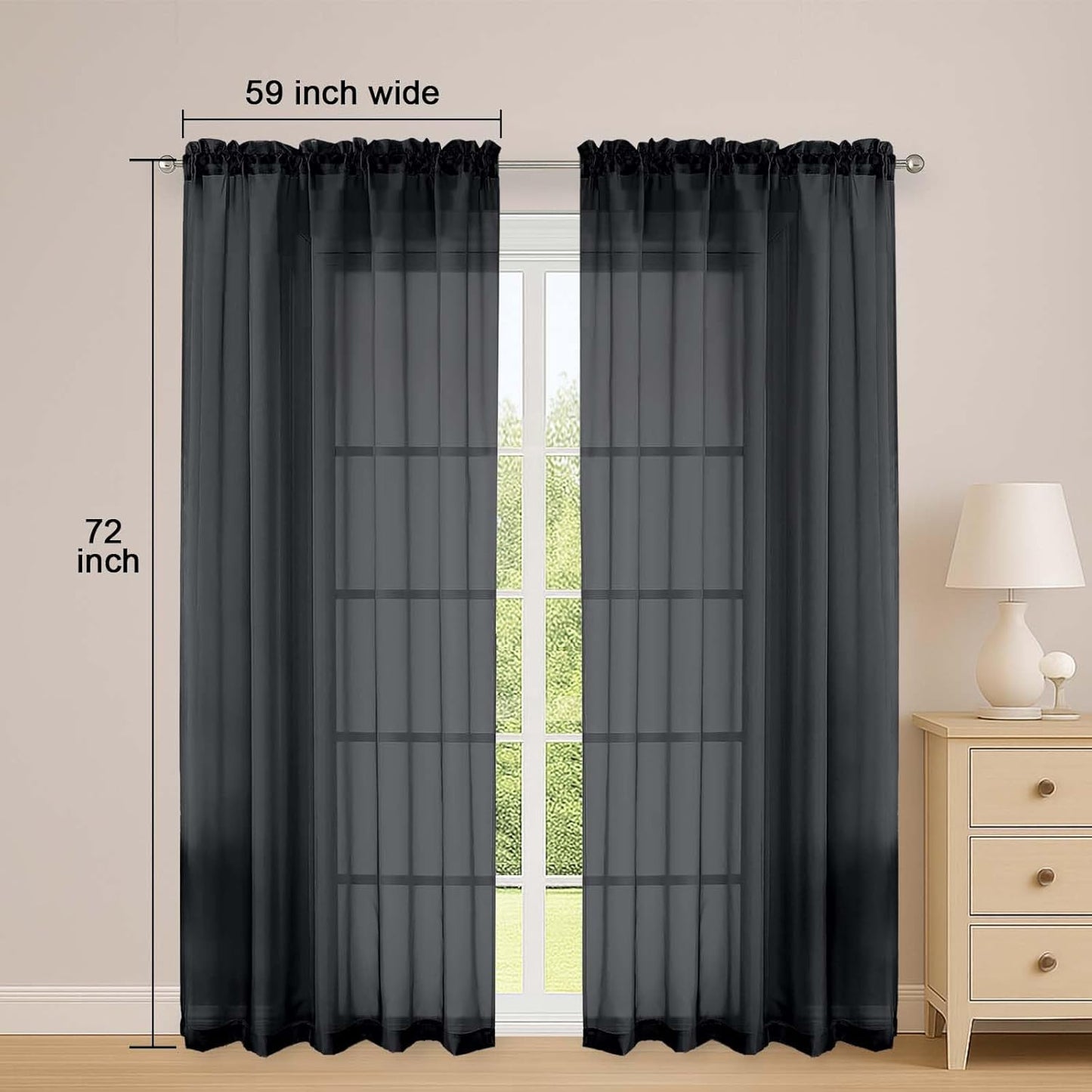OWENIE Sheer Curtains 84 inches Long 2 Panels Set for Living Room/Bedroom, Rod Pocket Voile Sheer Panel Drapes, White, 2pcs, Each 42" W x 84" L - Colors B