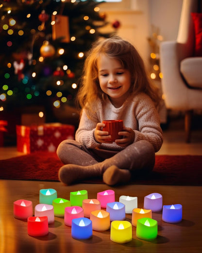 Homemory 24Pcs Flickering Flameless Candle Battery Operated, 200+Hours Fake Electric LED Tea Lights for Votive, Centerpiece Table Decorations, Wedding, Aniversary, Halloween, Christmas