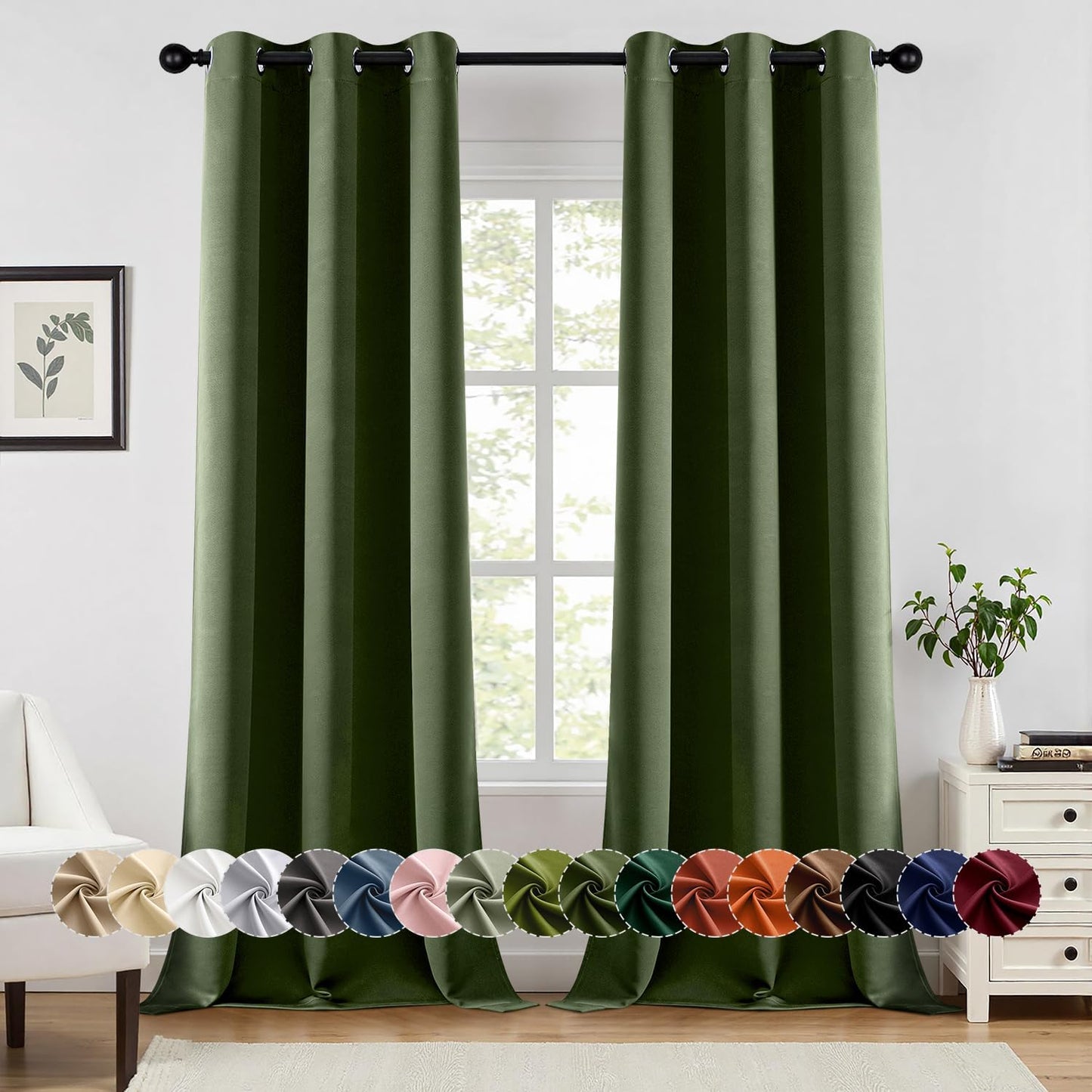 MIULEE Blackout Curtains for Bedroom Living Room 2 Panels, Thermal Insulated Room Darkening Drapes Grommet Noise Reducing Light Blocking Window Treatments 63 Inches Long 40x63 Inch Black - Colors B