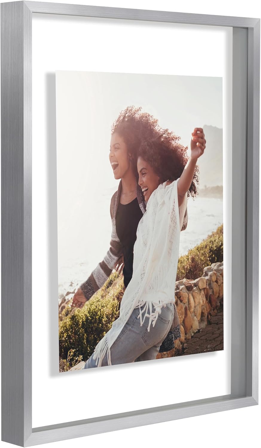 Americanflat Aluminum 11x14 Floating Picture Frame with Shatter-Resistant Glass - Use as 8x10 Picture Frame or Display 11x14 Photo - Signature Float Collection - Photo Frames for Wall Display - Black