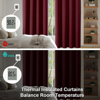 Simplebrand Ava Sage Green Blackout Curtains for Bedroom 63 Inch Length 2 Panels Set, Solid Thermal Insulated Energy Saving Rod Pocket Window Treatment Curtains Blackout Drapes, W40 x L63 Inch, Sage - Colors A