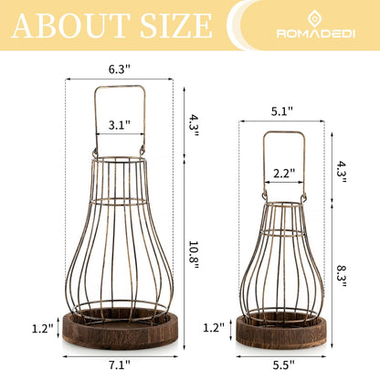 Romadedi Lantern Farmhouse Home Decor - Rustic Candle Holders Decorative Lanterns for Candle Living Room Kitchen Dining Coffee Table Fireplace Mantle Outdoor