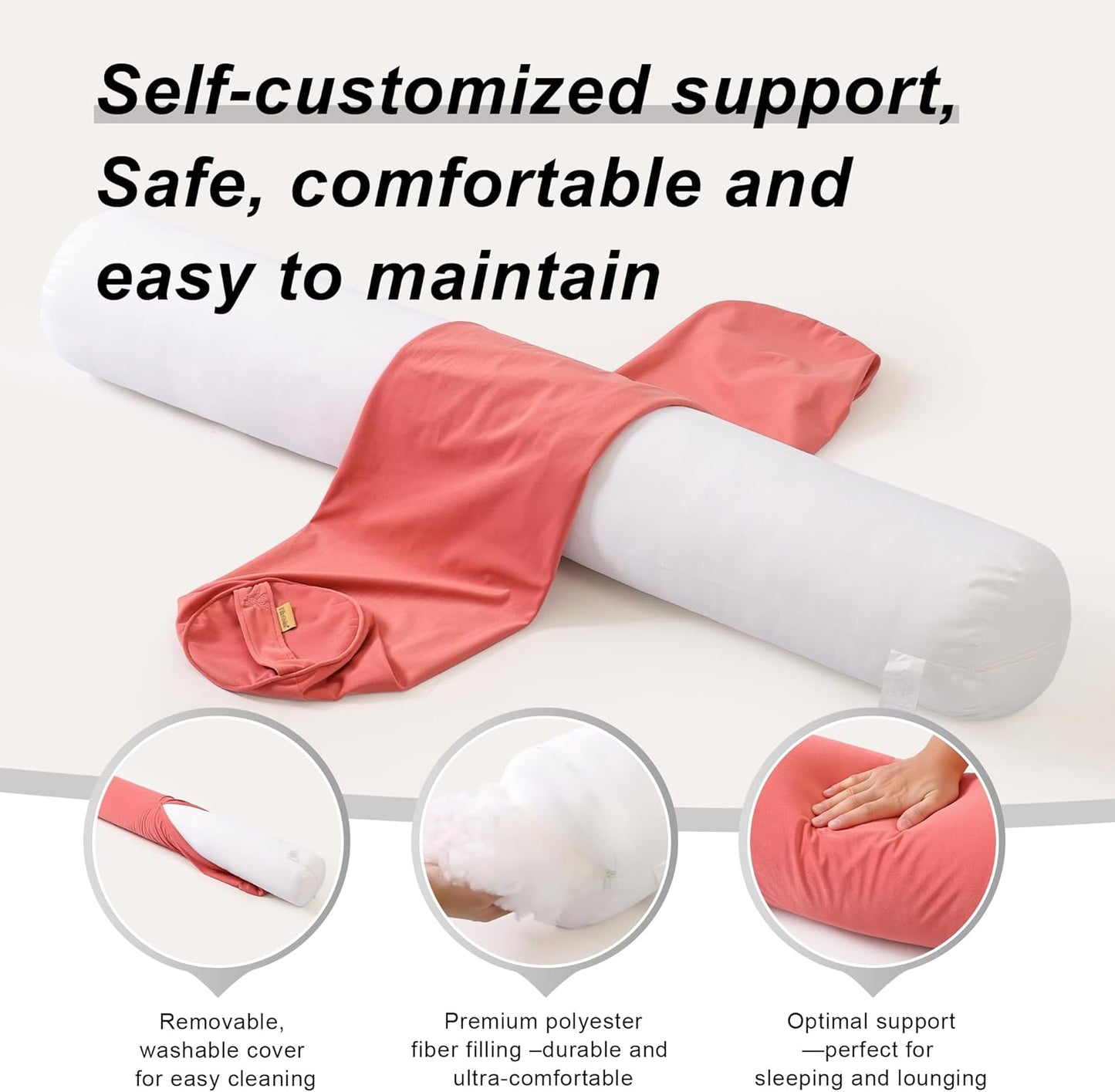 Body Pillow for Adults,Long Round Pillow,Big Cylindrical Pillow,Large Full Bolster Pillows for Side Sleepers (Steel Gray, 47.24"*7.87")