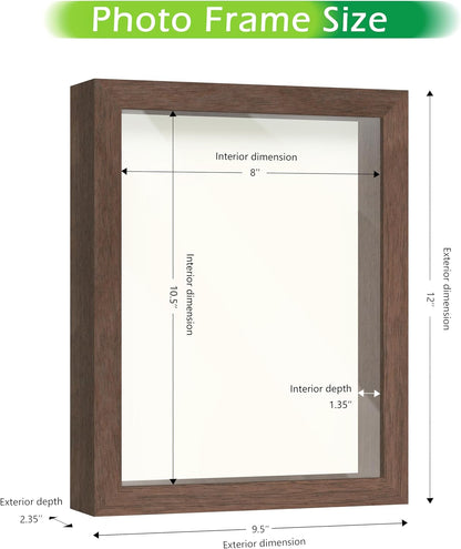 FrameWorks 11” x 14” Dark Oak Wooden Shadow Box Frame – Display Case with Soft Felt Back, Memory Box with Tempered Glass, Display Box with Elegant White Ball Push Pins, Wooden Flower Box