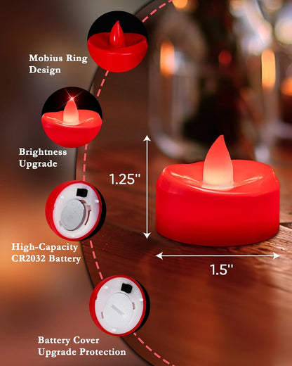 merrynights LED Candles, Tea Lights Candles Battery Operated Bulk, 50-Pack Long-Lasting 200 Hours Flameless Tealight Candles, Realistic Tea Lights for Christmas Halloween Wedding, 1.5'' D X 1.25'' H