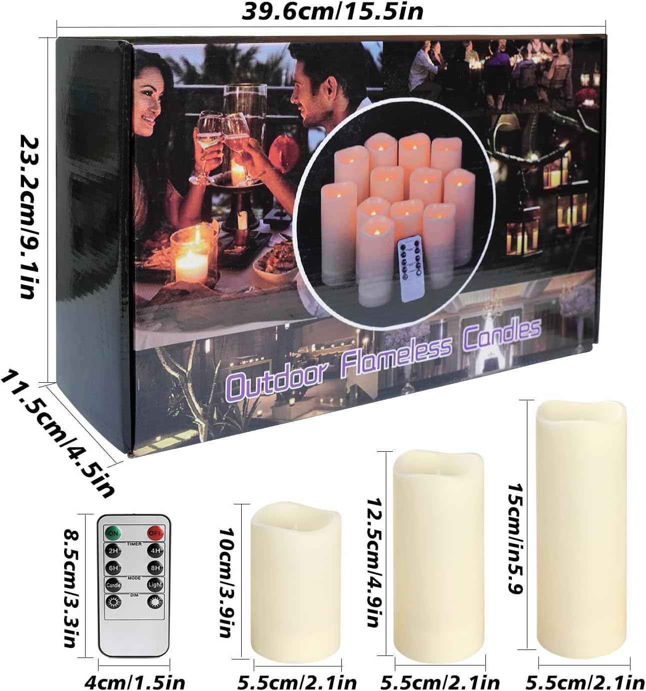 48- Pack of 3 Sizes of LED Flameless Candles.This Candle is Suitable for café, Fancy Restaurant, Bookstore and Other Scenes to Create a Relaxing and Romantic Atmosphere.