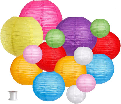 Paper Lanterns Decorative, Round Hanging Paper Lanterns Decorations for Rustic Party Bridal Shower Wedding Sage Green Birthday Party Supplies Gold/Ivory/Sage Green 15pcs