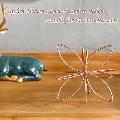 8" Gold Decorative Sphere, Metal Floral Tabletop Sculpture, Abstract Tabletop Decorative Ball for Home Metal Sphere Decor