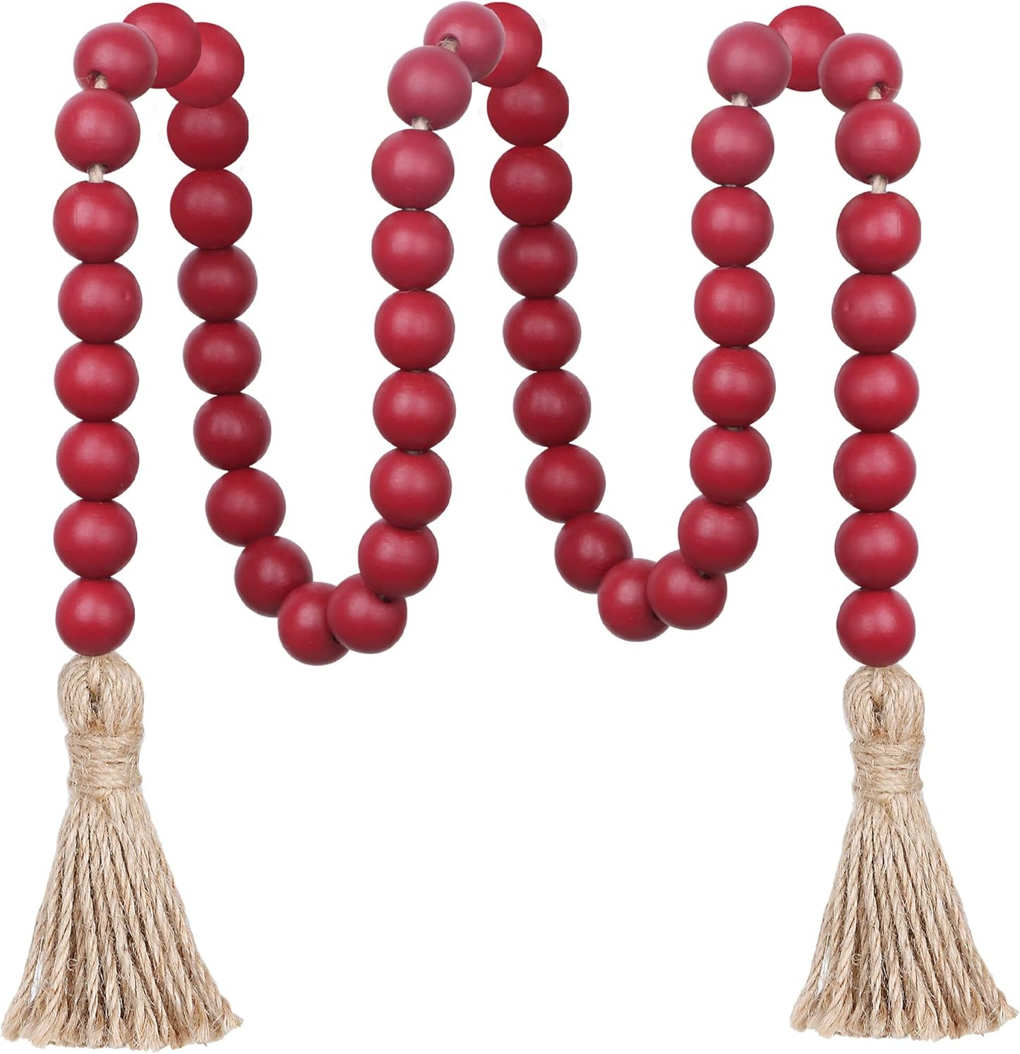 Meplait 39in Wood Bead Garland Farmhouse with Tassels,Versatile Prayer Beads Boho Chic Wall Hanging Home Decor (Black)