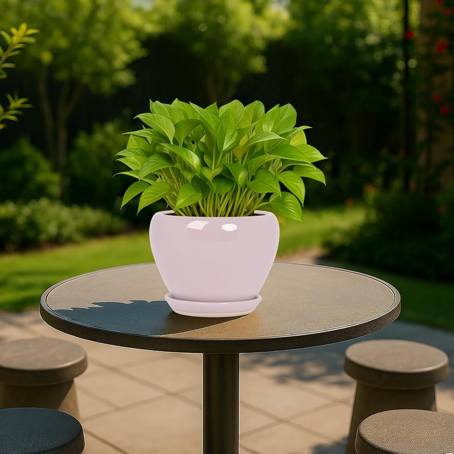 Deep Dream 6 Inch Plant Pots- Ceramic Planter Pot with Drainage Hole and Saucer, Round Flower Pot for Indoor Outdoor Succulent, Snake Plants and Cactus, Blue