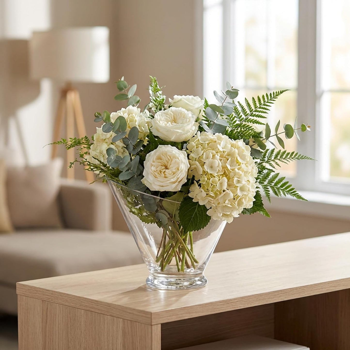 WGVI Clear Slant Cut Bowl Glass Vase, Glass Terrarium, Candy Dish, Glassware, Slant Open: 7". Height: 6" x 2.7". Base: 4" (1 Piece)