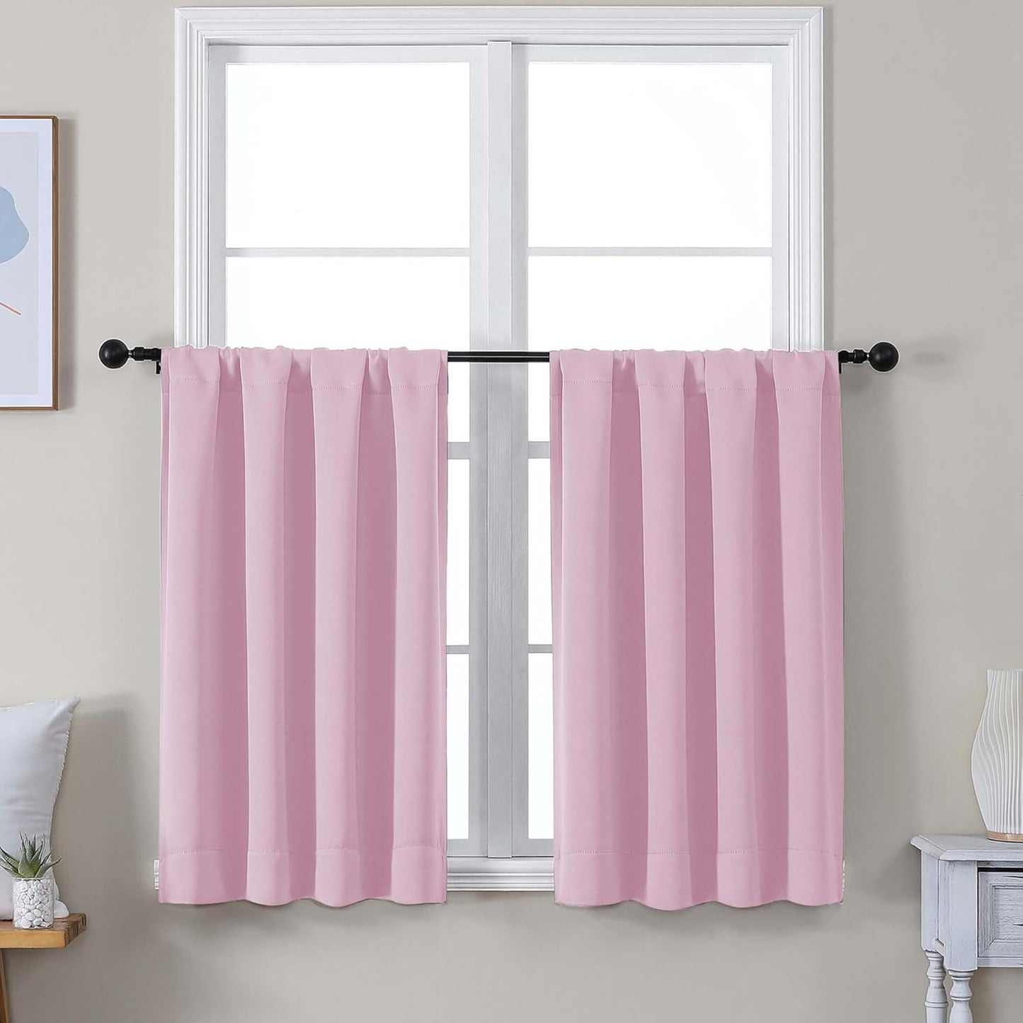 Simplebrand Ava Sage Green Blackout Curtains for Bedroom 63 Inch Length 2 Panels Set, Solid Thermal Insulated Energy Saving Rod Pocket Window Treatment Curtains Blackout Drapes, W40 x L63 Inch, Sage - Colors C