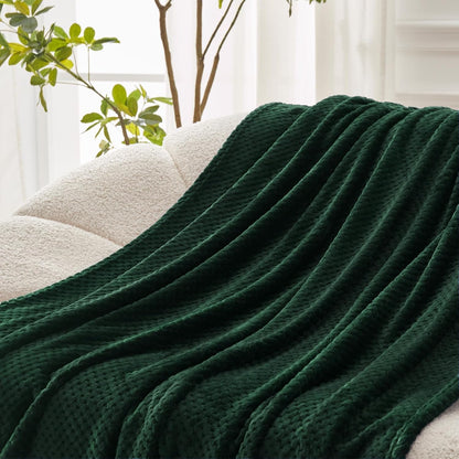 Exclusivo Mezcla Fleece Throw Blanket Extra Large, Super Soft and Warm Blankets for Couch, Sofa and Bed Waffle Textured, Cozy, Fuzzy and Lightweight (Slate Blue, 50x70 Inches)