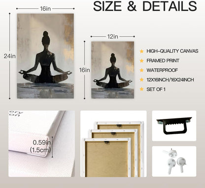 GELDSTEI Calm Zen Botanical Canvas Wall Art, White Lotus Blooming on Stones in Water Aesthetic Pictures, Yoga Spa Meditation Room Decor, Modern Spiritual Poster Prints for Zen Office Framed Set of 3, Each 12x16 Inch