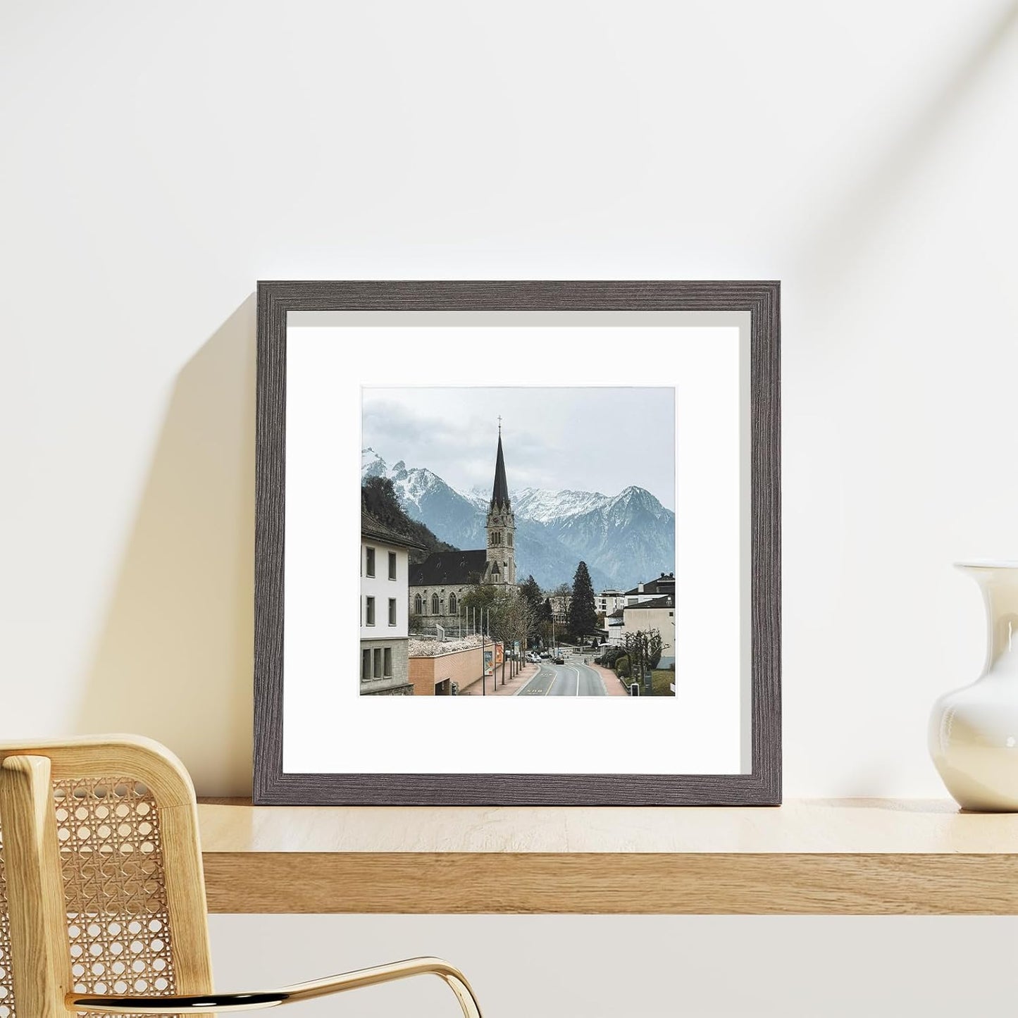 Vittanly 8x10 Picture Frames Set of 9, Shatter Resistant Plexiglass, Display 5x7 Pictures with Mat or 8x10 without Mat, Photo Frames for Wall or Tabletop, Engineered Wood, Black - Colors B
