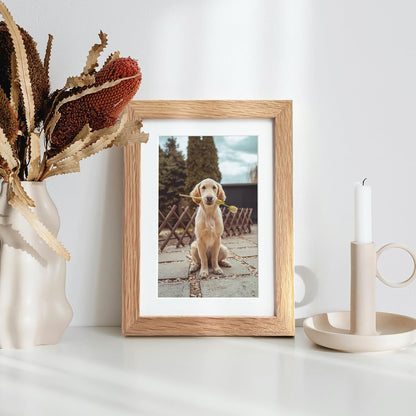 5x7 Picture Frame, Solid Oak Wood 5 x 7 Photo Frame with Mat to 4x6, 7x5 Picture Frames for Wall and Tabletop Display, (Walnut Set of 1)