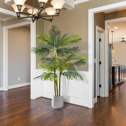 Warmplants Artificial Ficus Tree, 7ft Silk Fake Ficus Leaves Plant with Basket, Indoor Outdoor Faux Green Tree for Home Garden Office House Livingroom Décor