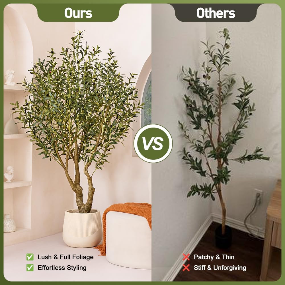 Verinatural Olive Tree Artificial Indoor 6ft - UV Resistant Large Fake Plants - Realistic Faux Olive Tree in Pot - Tall Artificial Plants Outdoor for Home, Patio, Living Room, Office Decor,VN138