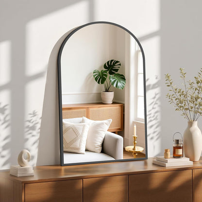 Sweetcrispy 20"x30" Arched Gold Bathroom Mirrors for Wall, Bathroom Mirrors for Over Sink, Metal Framed with HD Shatter-Proof Glass for Entryway, Living Room, Bedroom