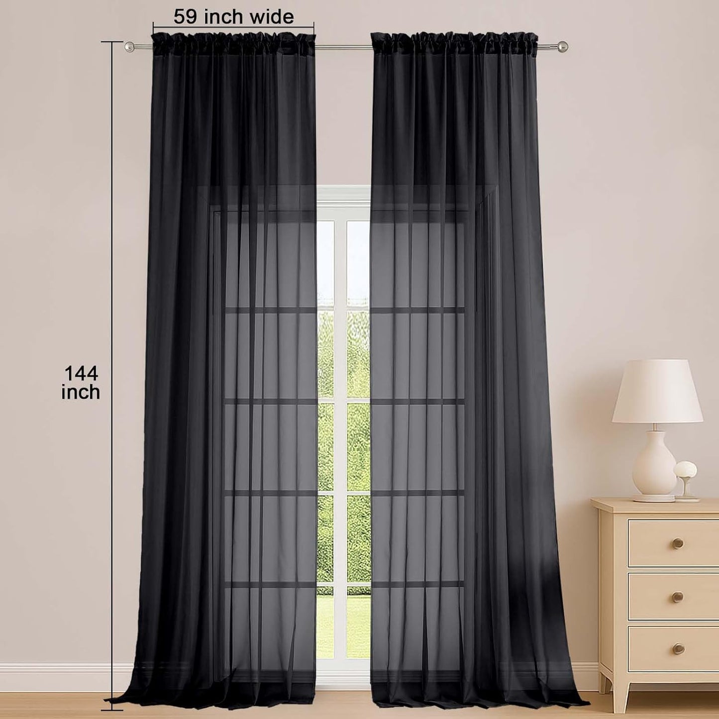 OWENIE Sheer Curtains 84 inches Long 2 Panels Set for Living Room/Bedroom, Rod Pocket Voile Sheer Panel Drapes, White, 2pcs, Each 42" W x 84" L - Colors B