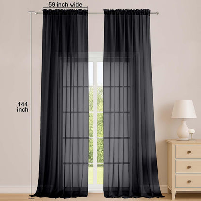OWENIE Sheer Curtains 84 inches Long 2 Panels Set for Living Room/Bedroom, Rod Pocket Voile Sheer Panel Drapes, White, 2pcs, Each 42" W x 84" L - Colors B