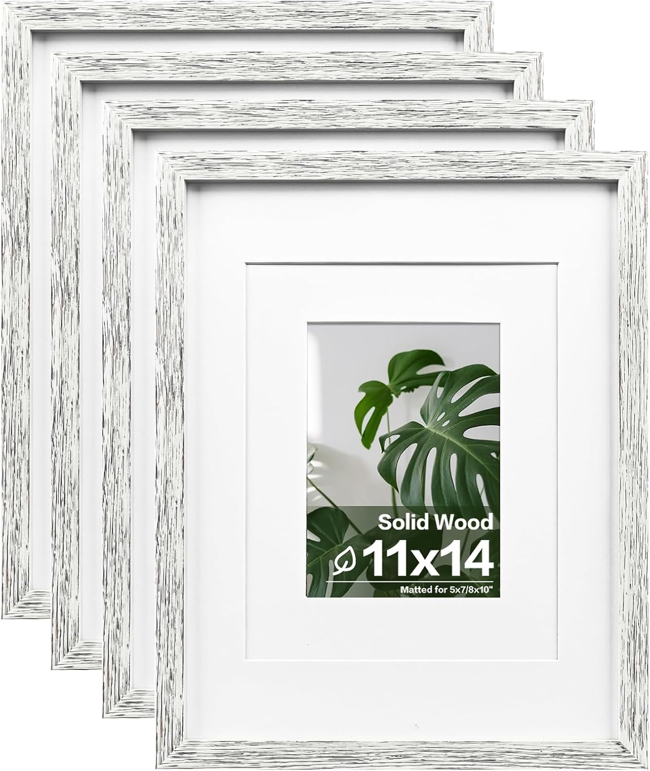 Egofine 8x10 Picture Frames Set of 4, Made of Solid Wood Covered by Plexiglass 4x6 and 5x7 with Mat or 8x10 without Mat, for Table Top Display and Wall Mounting Photo Frame Black