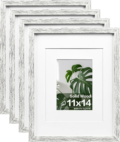 Egofine 8x10 Picture Frames Set of 4, Made of Solid Wood Covered by Plexiglass 4x6 and 5x7 with Mat or 8x10 without Mat, for Table Top Display and Wall Mounting Photo Frame Black