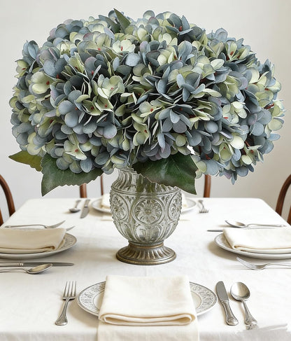 Kimura's Cabin 6pcs White Hydrangea Artificial Flowers Silk Fake Hydrangeas Faux Hydrangea Flowers with Stems for Wedding Bouquets Arrangement Home Table Centerpieces Baby Shower Party Decoration