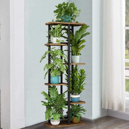 LINZINAR Plant Stand Indoor 4 Tier 5 Potted Multiple Plant Shelf Stands for Garden Corner Balcony Living Room Black