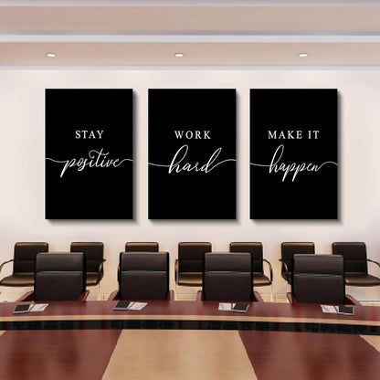 Inspirational Canvas Painting Wall Art -EPHANY ART,Mindset Quotes Prints, Success Framed Entrepreneur Poster Positive Quotes Wall Poster for Home Office Workplace (M-3pcs,12x16inchx3pcs)