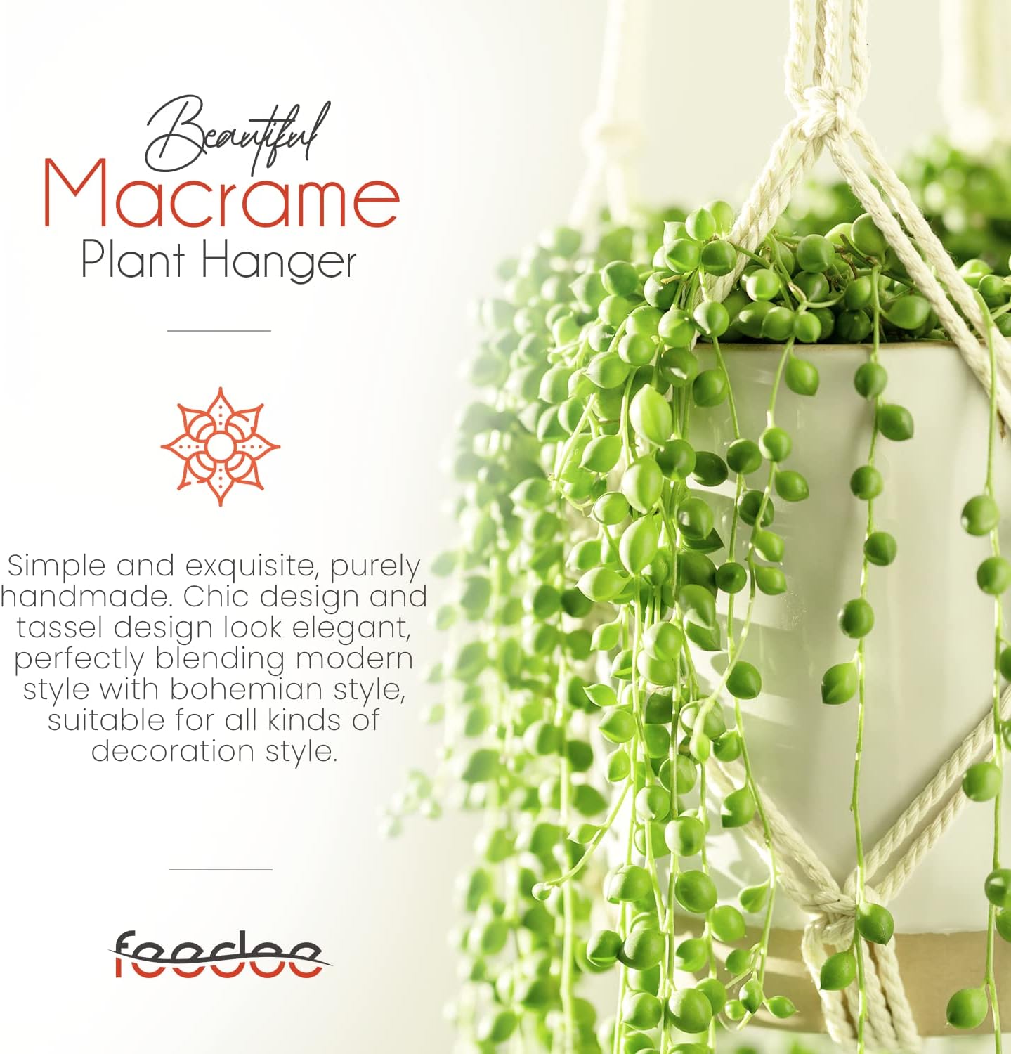 feedee Macrame Plant Hangers Indoor Macrame Hanging Planters for Indoor Plants, 6 Pack Hanging Plant Holders Indoor Hanging, Macromay Plant Hangers for Indoor Plant Hanger, Outdoor Flower Pots Holder