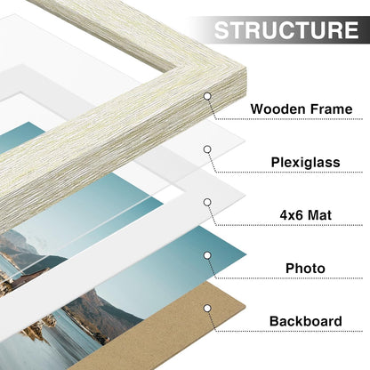 Vittanly 8x10 Picture Frames Set of 9, Shatter Resistant Plexiglass, Display 5x7 Pictures with Mat or 8x10 without Mat, Photo Frames for Wall or Tabletop, Engineered Wood, Black - Colors A
