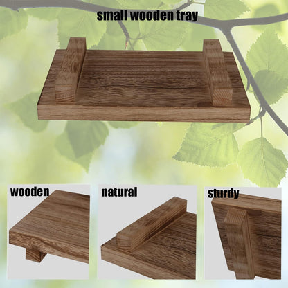 zoocatia Small Wood Tray Pedestal Stand Farmhouse Bathroom Decor Decorative Wooden Riser Kitchen Soap Dish Holder for Vanity, Counter, Sink, Brown