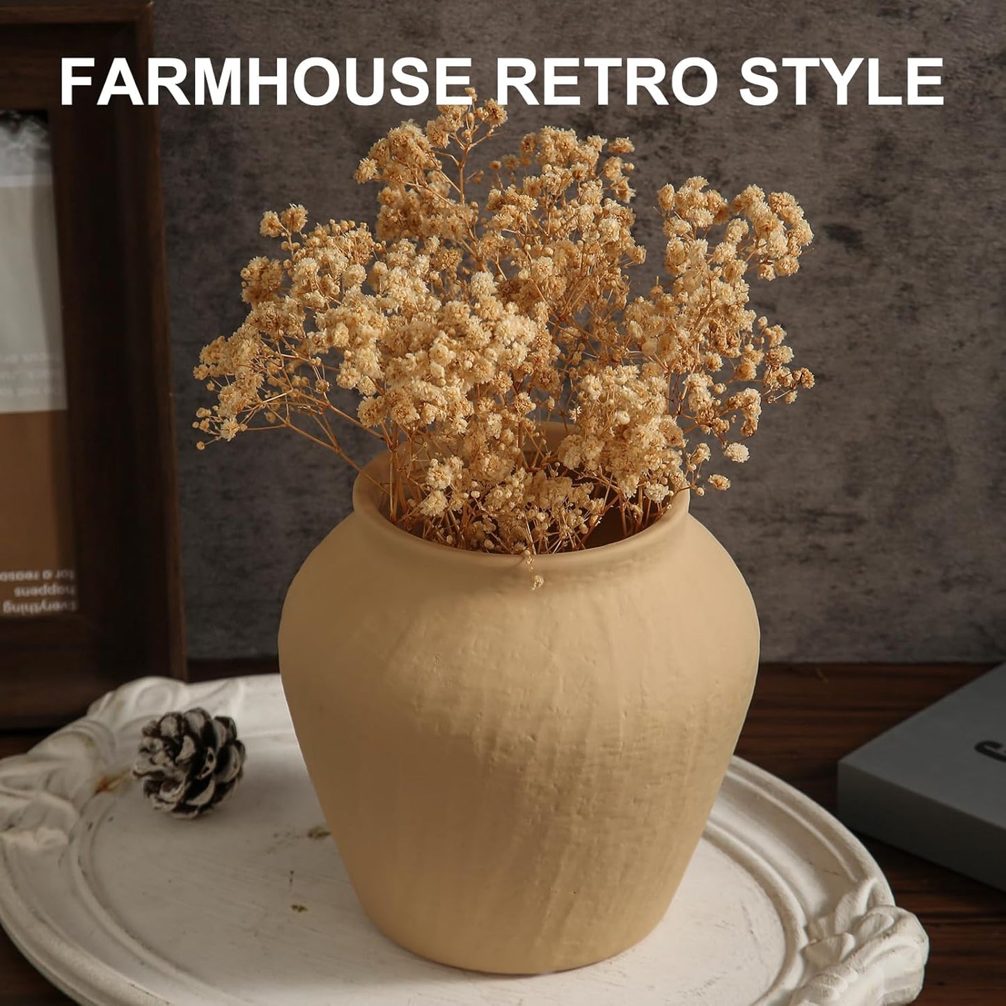 Rustic Vases for Home Decor. Ceramic Vase for Dining Table Decor. Terracotta Decorative Vase 6.1IN. ZSHLXM