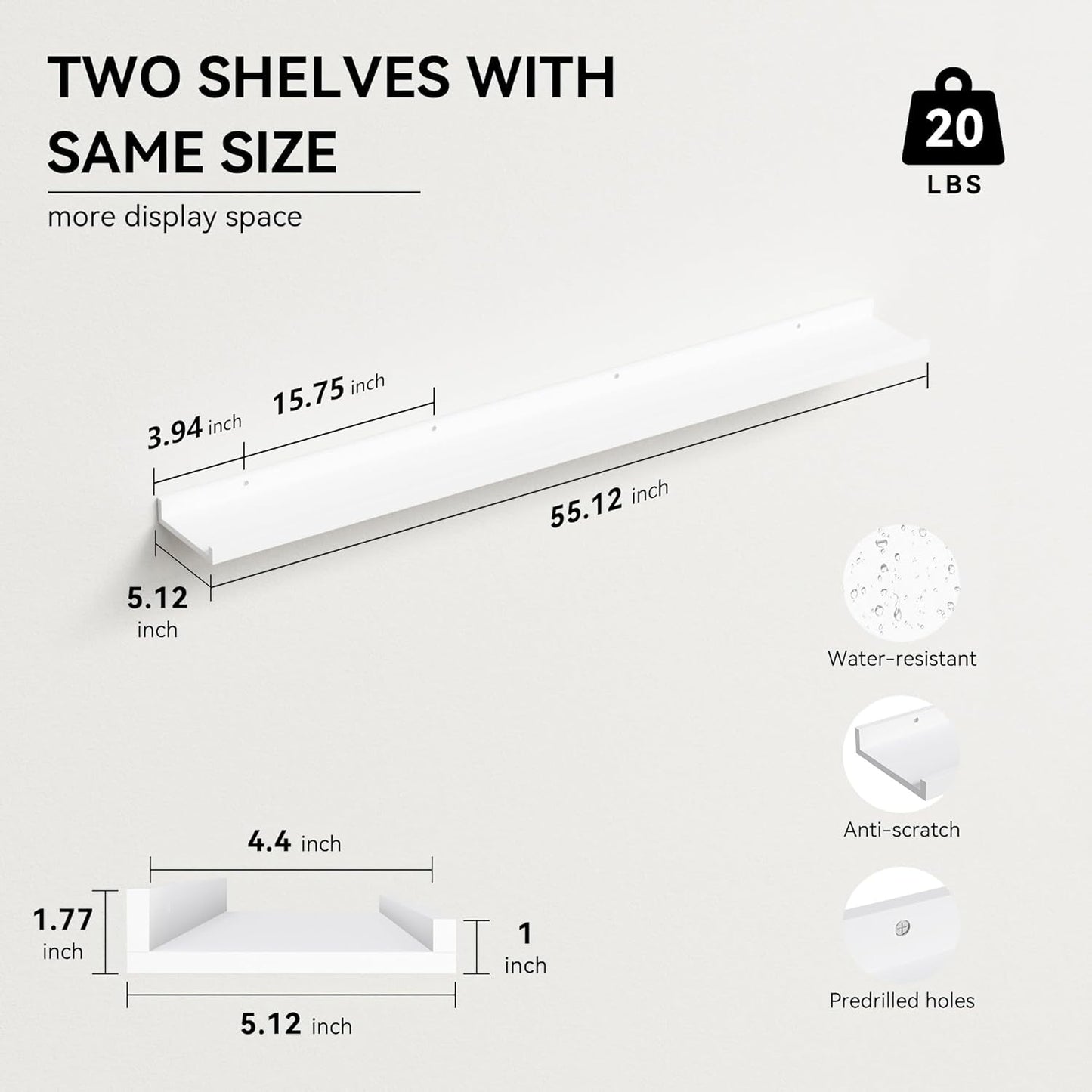 Boswillon Floating Shelves Wall Mounted Set of 2, Modern Black Wall Shelves for Storage with Lip, Display Picture Ledge Shelf for Wall Decor Bedroom Living Room Bathroom Kitchen