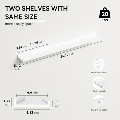 Boswillon Floating Shelves Wall Mounted Set of 2, Modern Black Wall Shelves for Storage with Lip, Display Picture Ledge Shelf for Wall Decor Bedroom Living Room Bathroom Kitchen