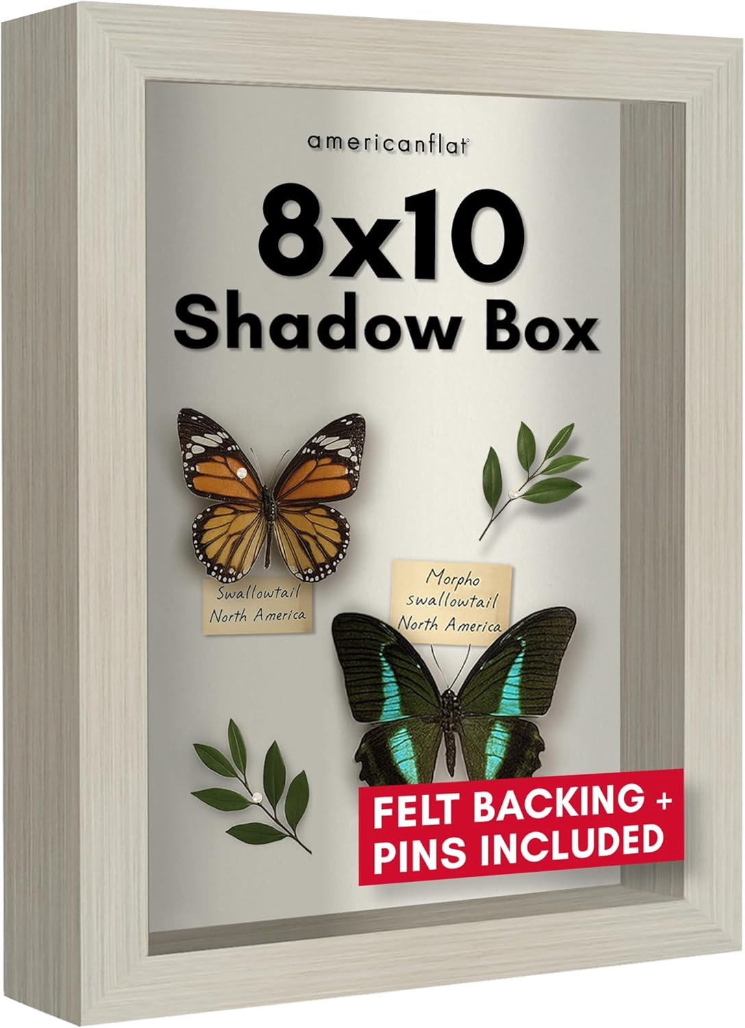 Americanflat 12x16 Shadow Box Frame with Polished Plexiglass - Silhouette Collection - Large Shadow Box Display Case for Tabletop and Wall Display - Black with Soft Felt Back