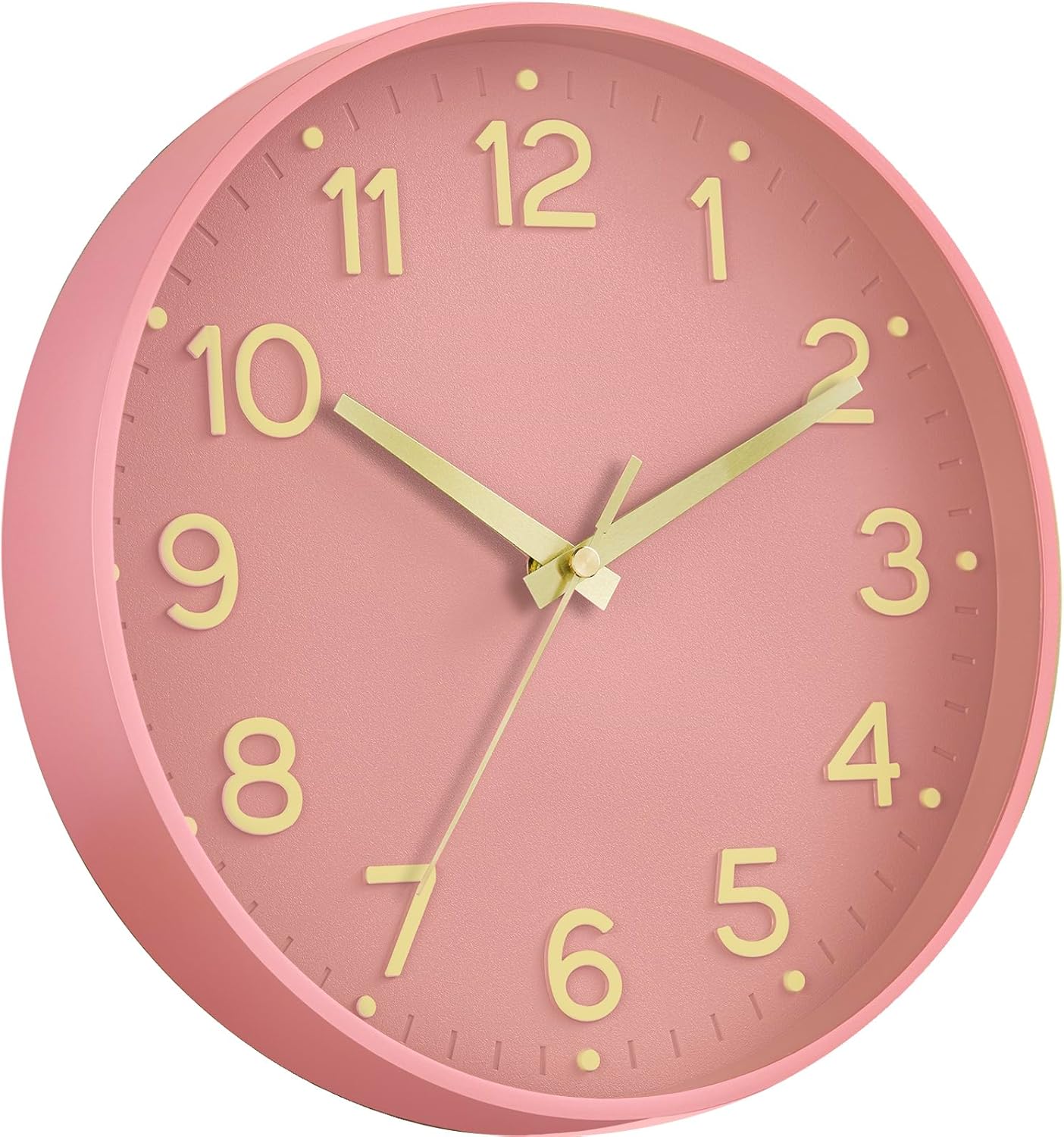 Roymnie Wall Clock Green, Silent Wall Clocks Battery Operated 8 Inch-Modern Non Ticking Analog Clock Decorative for Kitchen Office Bathroom Bedroom(Gold)