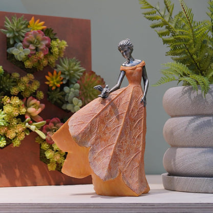 Guichifun Fairy Statue Collection Home Decoration - Leaf Angel Girls Resin Modern Table Decor for Living Room Office Sculpture Decor for Women Indoor Rustic Figurines Gift 5 x 3 x 7.5 Inch
