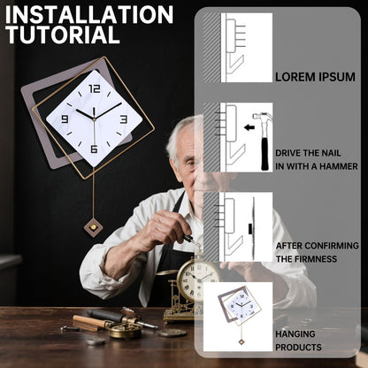 Wall Clock with Pendulum,Silent Quality Quartz Battery Operated,Modern Large Wall Clocks for Living Room Kitchen Home Bathroom Bedroom Wall Decor,16.2x26Inch(Black)