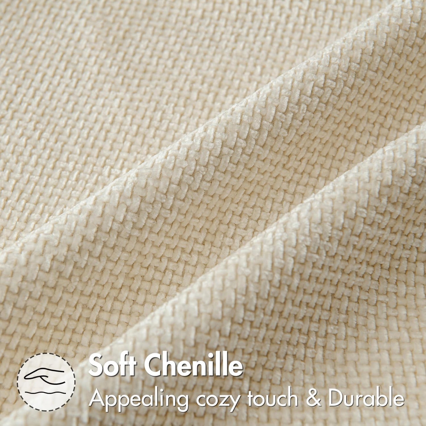 MIULEE Pack of 2 Couch Throw Pillow Covers 18x18 Inch Neutral Beige Modern Boho Accent Decorative Pillow Covers Soft Chenille Farmhouse Cushion Covers for Home Decor Bed Sofa Living Room