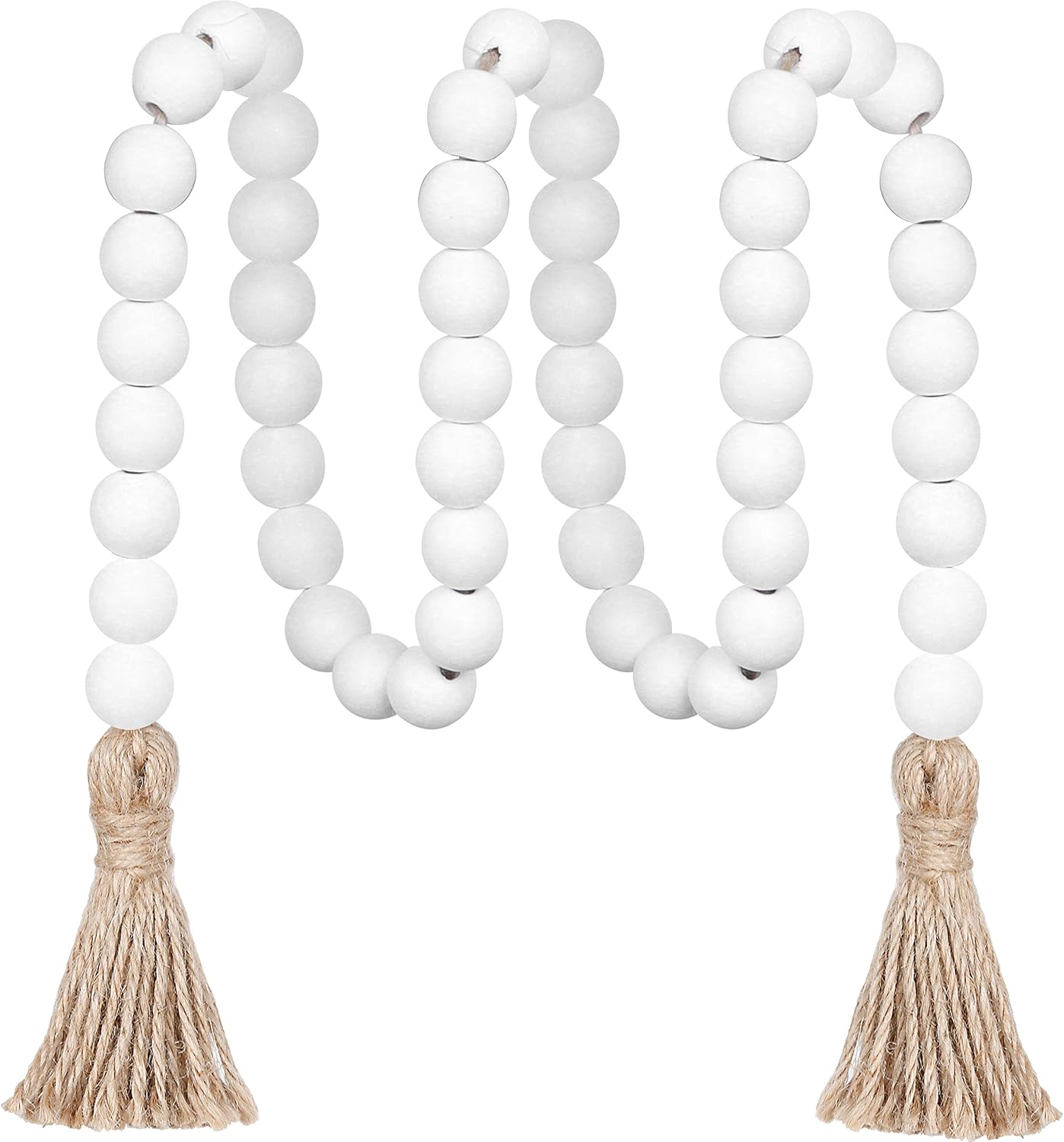 Meplait 39in Wood Bead Garland Farmhouse with Tassels,Versatile Prayer Beads Boho Chic Wall Hanging Home Decor (Black)