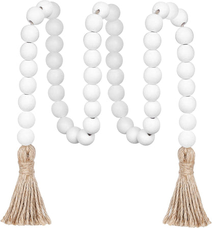 Meplait 39in Wood Bead Garland Farmhouse with Tassels,Versatile Prayer Beads Boho Chic Wall Hanging Home Decor (Black)
