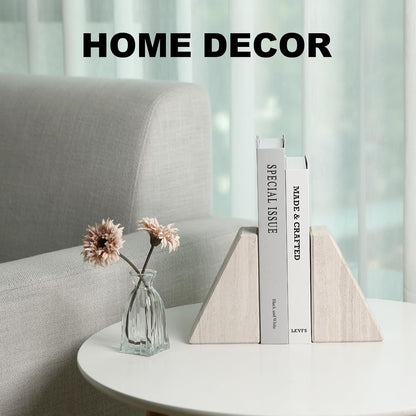 Karibiber Travertine Bookends for Heavy Books, Marble Decorative Bookends for Shelves, Heavy-Duty Stone Book Ends for Hardback Book & Cookbooks, Unique Book Stopper & Holder, Travertino Italy