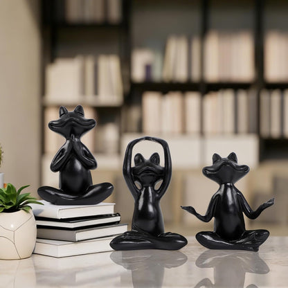 Suoedd Gold Frog Figurines Yoga Decor 3.7In Set of 3 –Frog Yoga Statues for Modern Living Room Desk Table Home Office Bookshelf Shelves Sculptures Decor,Gifts for Mom Women