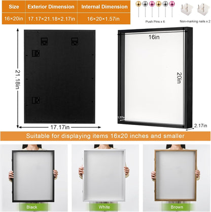 8x10 Deep Shadow Box Picture Frame Display Case with Linen Back and Stand,Real Glass Black Shadow Memory Box Frame 8x10 for Flower Baby Pet Wedding Photo Art Craft Memorial Wall Decor Gift