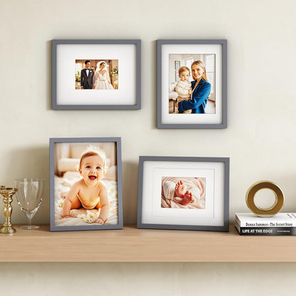 Egofine 12x16 Picture Frame Black, Covered by Plexiglass Made of Solid Wood, Display Pictures 9x12 and 11x14 with Mat or 12x16 Without Mat, for Wall Mounting Photo Frame - Colors B