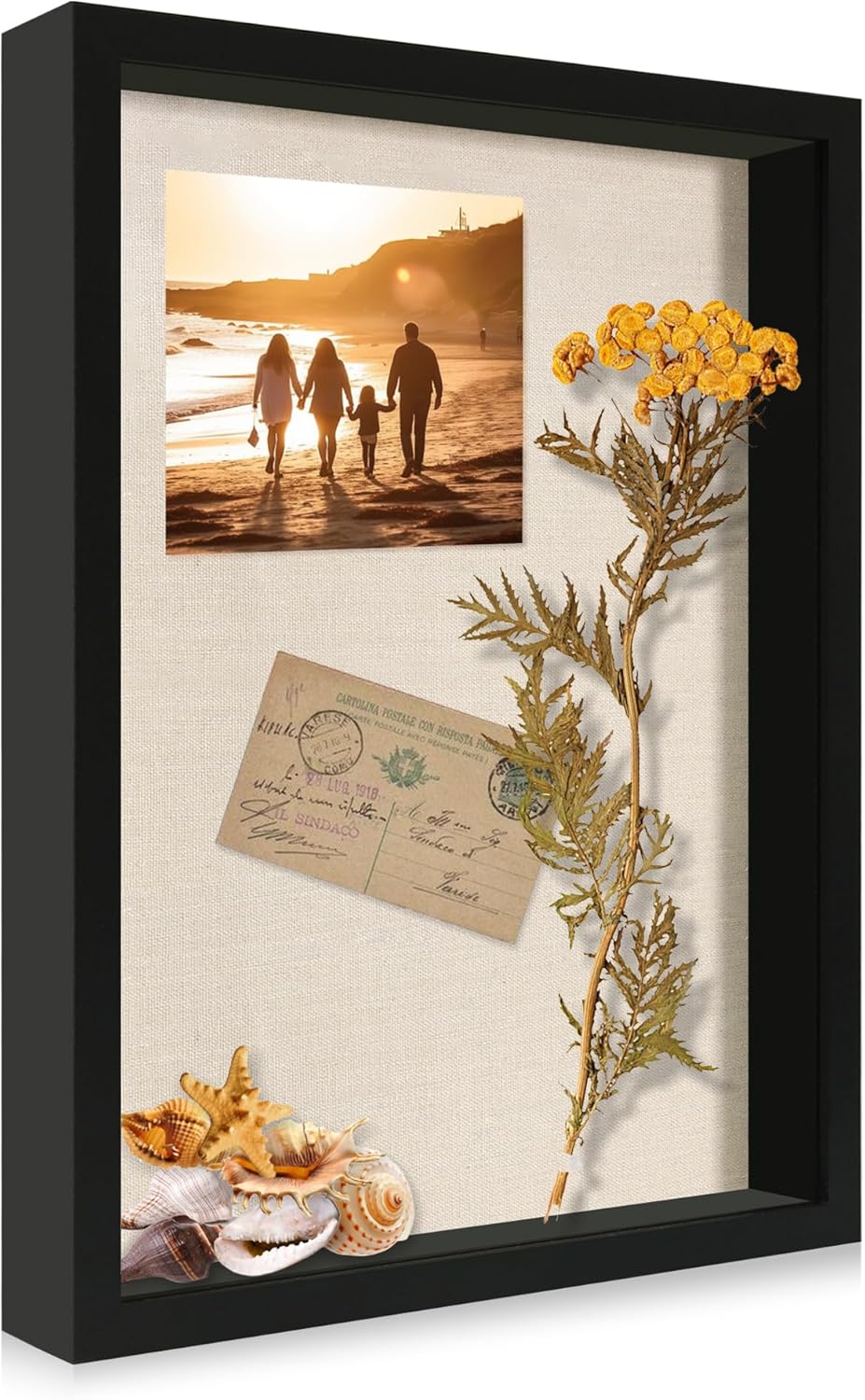 12x16 Large Shadow Box Picture Frame Display Case with Soft Linen Back, White Wooden Memory Shadow Box Frame with Tempered Glass Cover for Wall Display