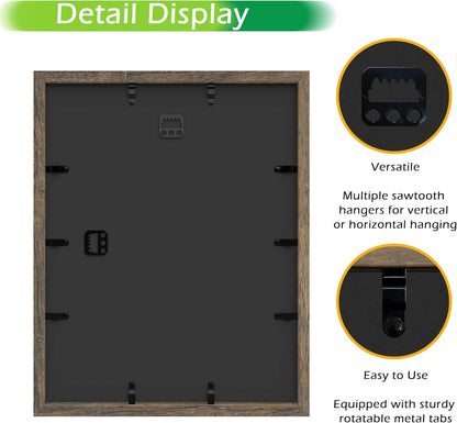 FrameWorks 11” x 14” Dark Oak Wooden Shadow Box Frame – Display Case with Soft Felt Back, Memory Box with Tempered Glass, Display Box with Elegant White Ball Push Pins, Wooden Flower Box