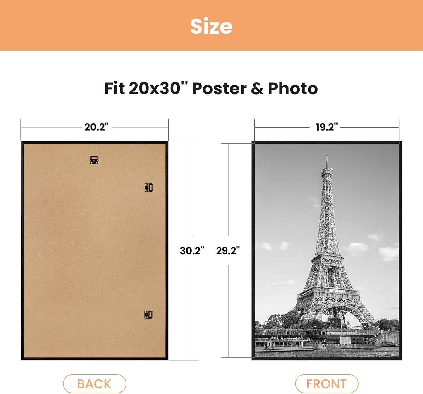 upsimples 18x24 Picture Frame Black 3 Pack, Scratch-Proof Poster Frames 18 x 24 for Photo Gallery - Slide-In Strips, Horizontal or Vertical Wall Mounting